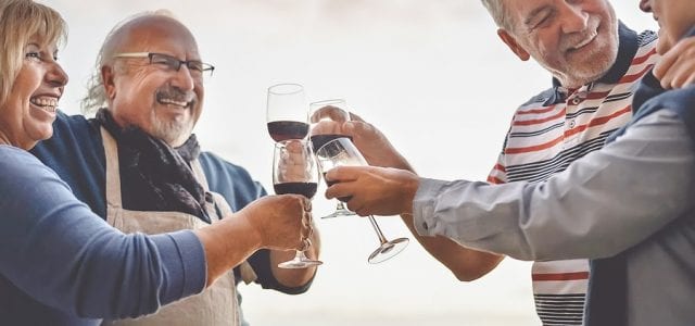 Seniors Drinking Wine