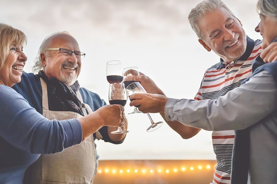 Seniors Drinking Wine