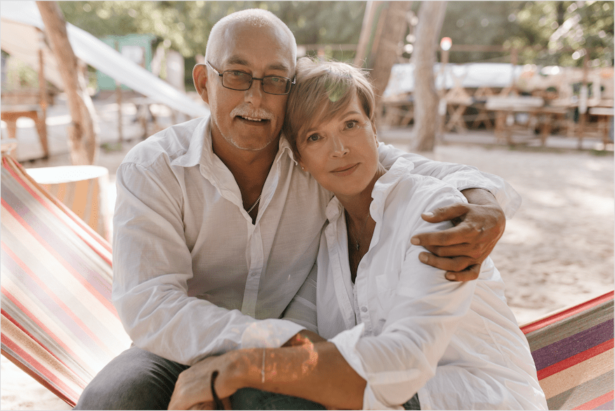 A couple going through andropause and menopause feel great together