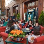 TBILISI, GEORGIA - SEP 25, 2016: Older women sitting in a outdoor restaurant talking and enjoying together during the weekend on September 25, 2016. Tbilisi has population of 1.5 million people