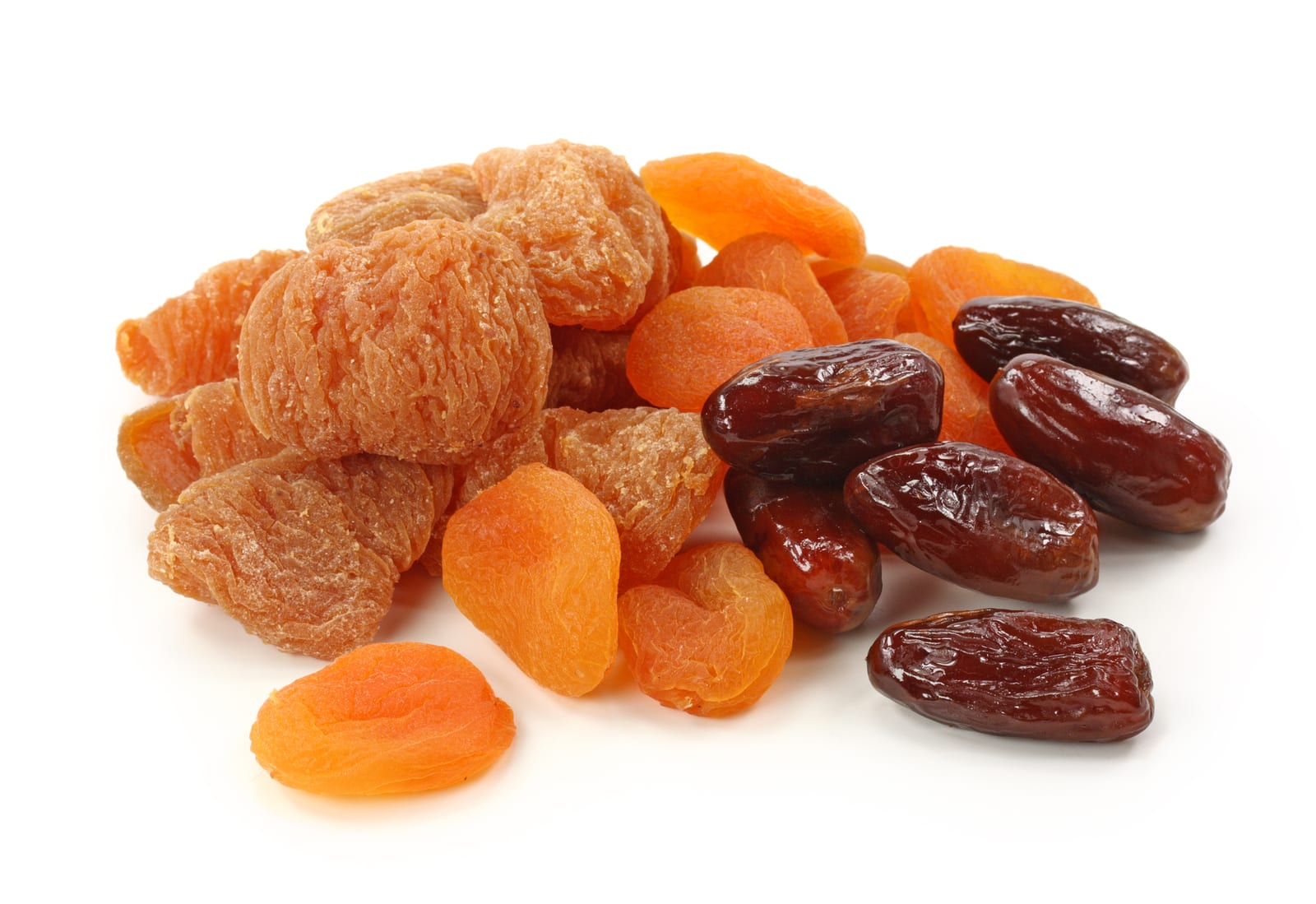 Dried fruits isolated on a white background