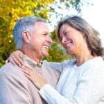 Happy senior couple in love in the park.