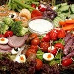 snack platter with meat and egg and veg