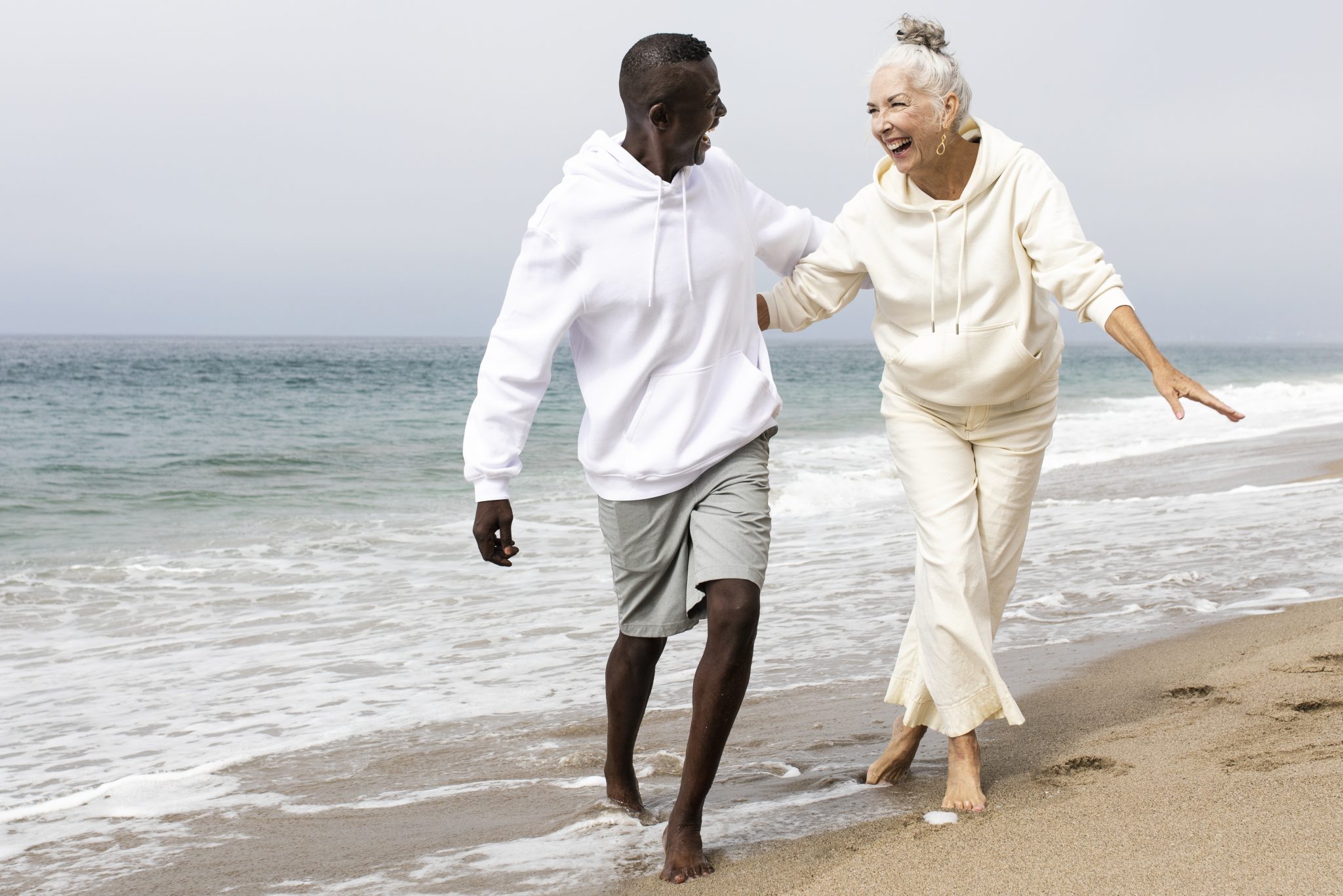 Woman in menopause enjoying beach travel