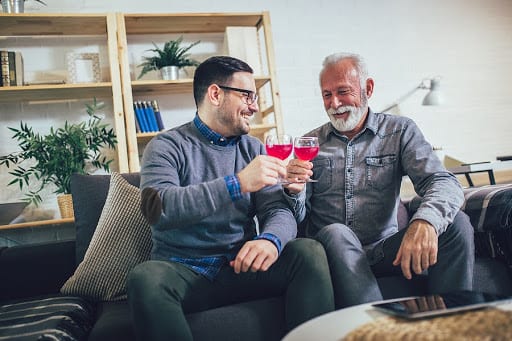 Two Men Drinking Alcohol